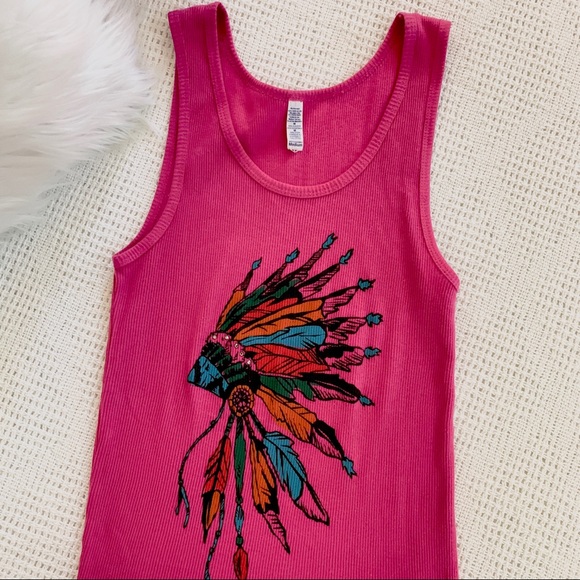 N/A Tops - PINK GRAPHIC TANK TOP